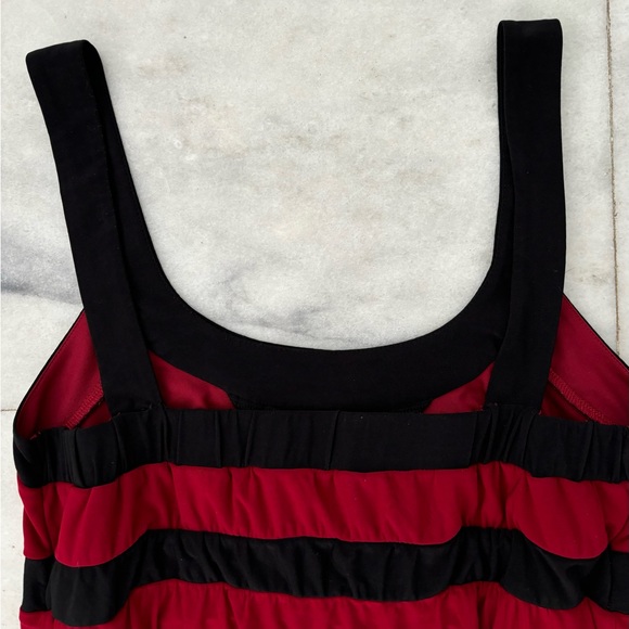 Vintage JFW Dress Red Black Thick Strap Pleated Vampire Gothic Y2K XL - Picture 7 of 8